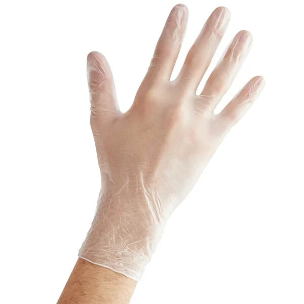 A gloved hand, palm facing up.