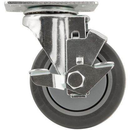 4-inch Swivel Caster with Top-Lock Brake - Zinc Plated Steel, 350 lbs Load Capacity